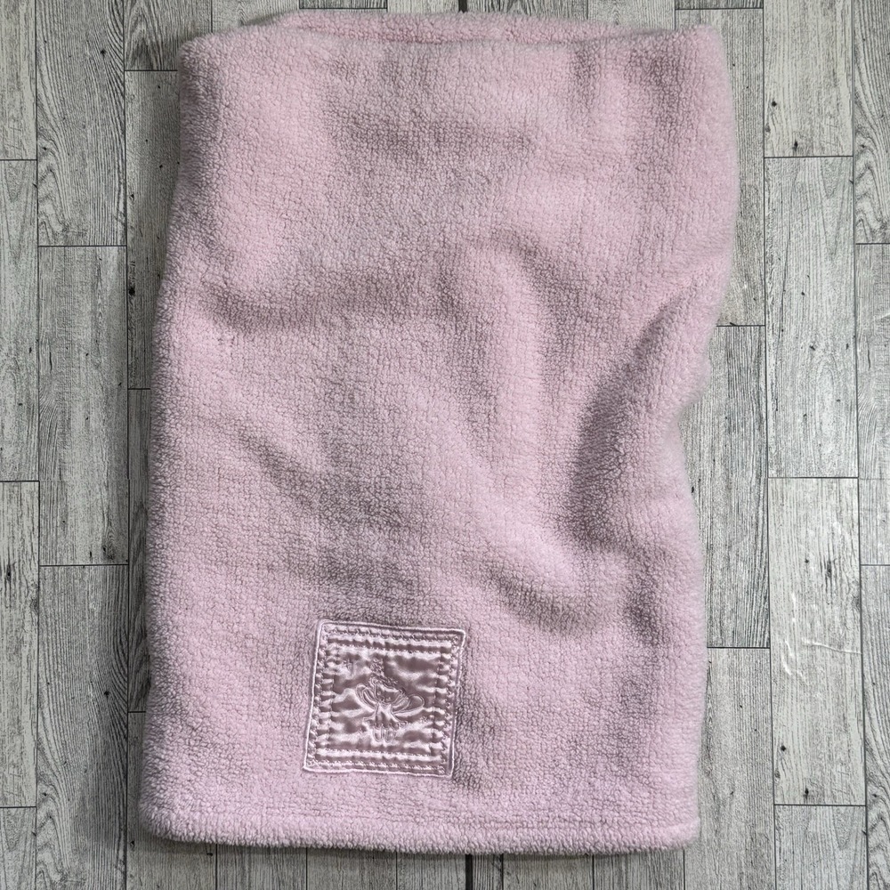 Tiddliwinks Pink Chenille baby girl blanket satin patch Fairy approx. 30" x 40"